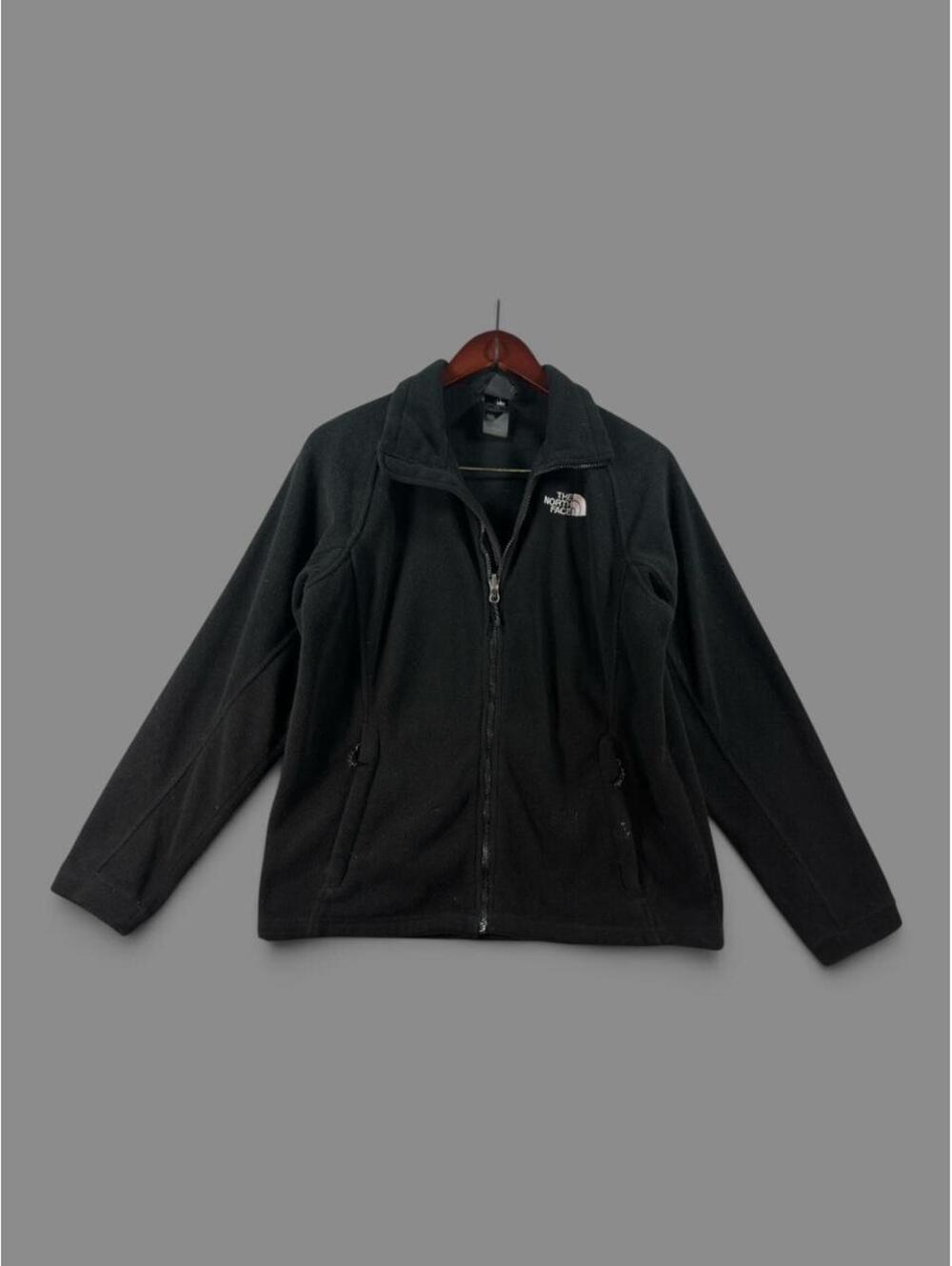 The North Face Men's Black and Gray Fleece Jacket, Good Condition, Outdoor Style